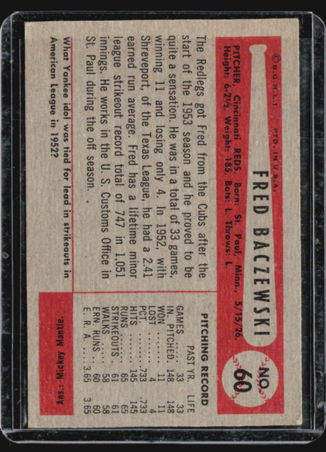 1954 Bowman - #60 Fred Baczewski (RC)