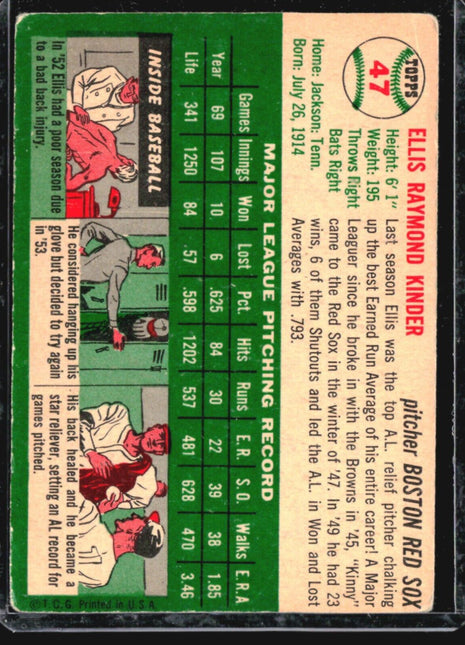 1954 Topps - #47 Ellis Kinder