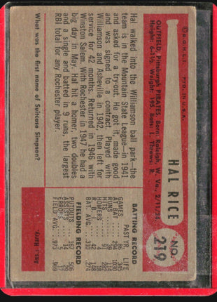 1954 Bowman - #219 Hal Rice