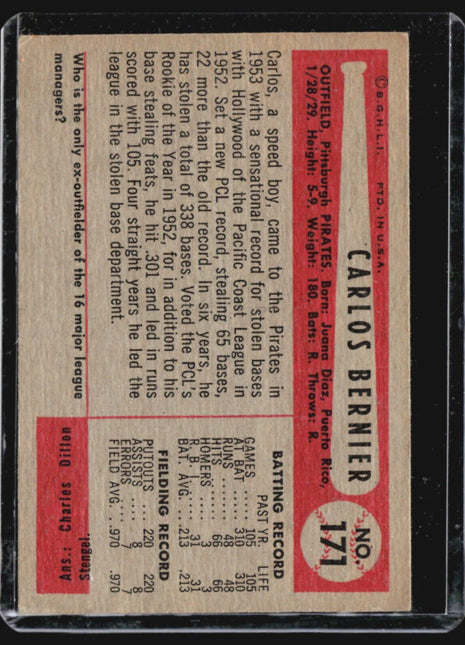 1954 Bowman - #171 Carlos Bernier