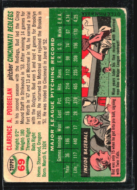 1954 Topps - #69 Bud Podbielan