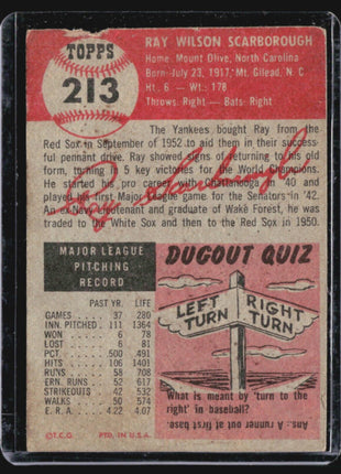 1953 Topps - #213 Ray Scarborough