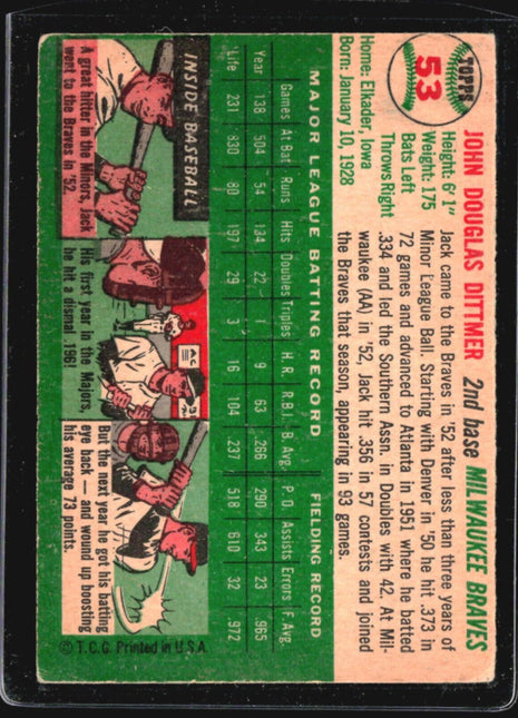 1954 Topps - #53 Jack Dittmer