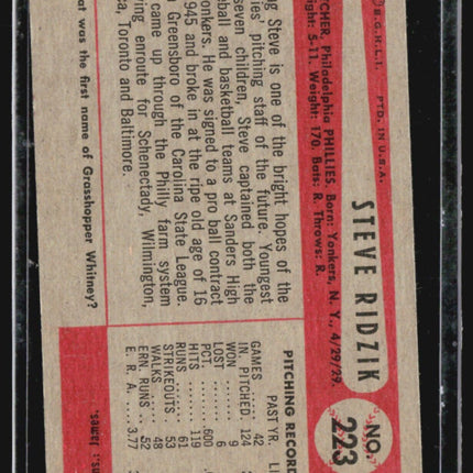 1954 Bowman - #223 Steve Ridzik (RC)
