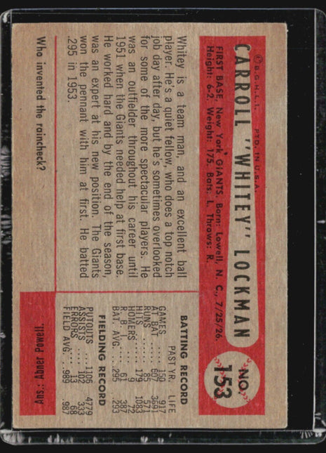 1954 Bowman - #153 Whitey Lockman