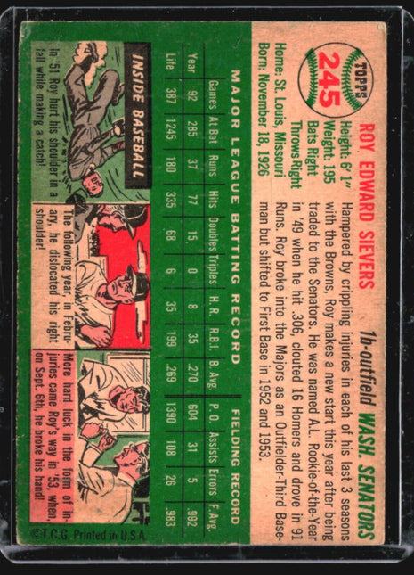 1954 Topps - #245 Roy Sievers