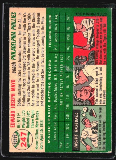 1954 Topps - #247 Eddie Mayo
