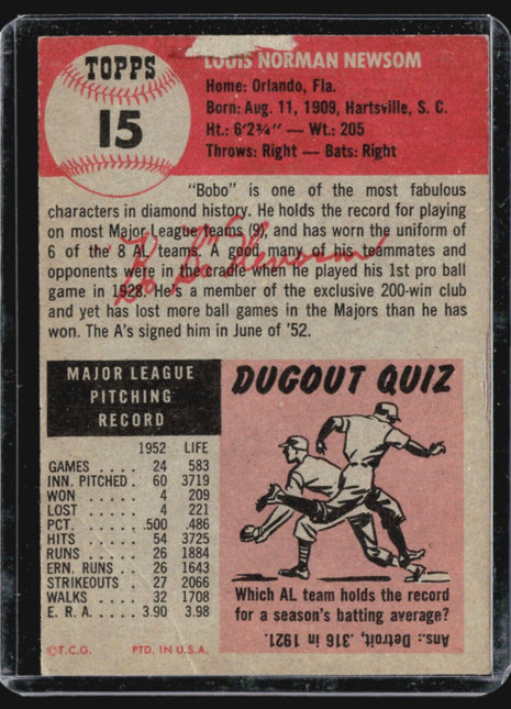 1953 Topps - #15 Bobo Newsom (RC)
