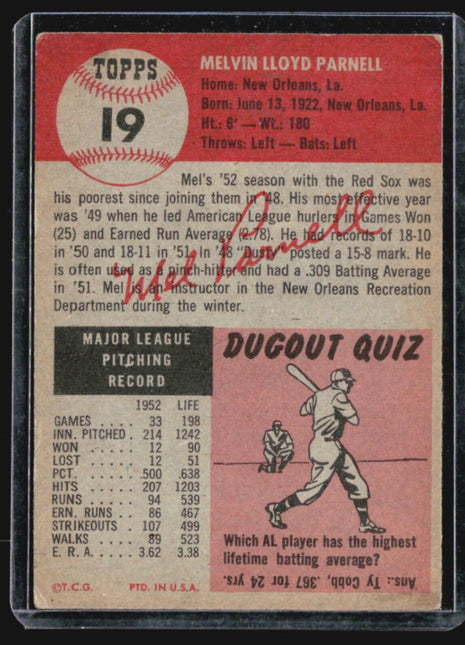 1953 Topps - #19 Mel Parnell