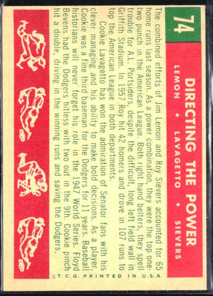 1959 Topps - Directing the Power #74 Roy Sievers, Jim Lemon, Cookie Lavagetto