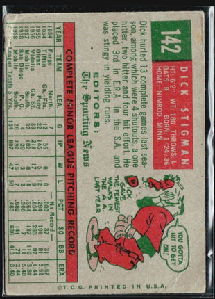 1959 Topps - Sporting News Rookie Stars #142 Dick Stigman (RC)