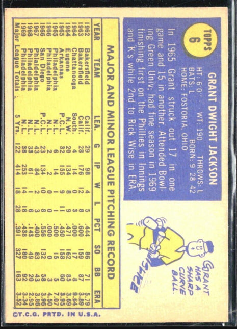 1970 Topps - #6 Grant Jackson