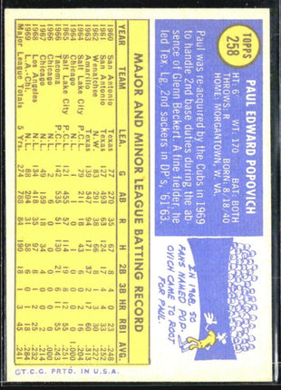 1970 Topps - #258 Paul Popovich