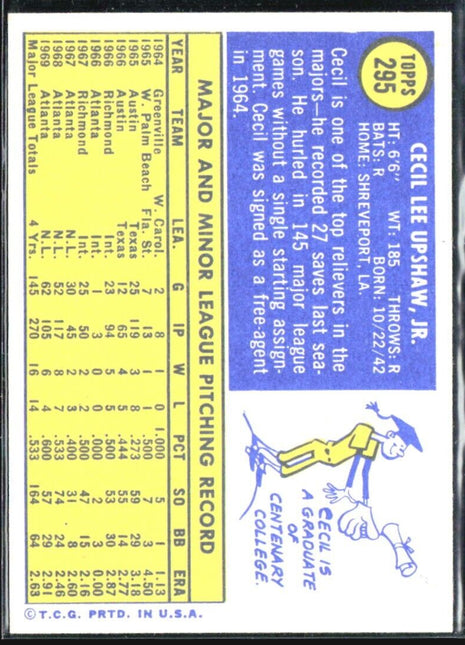 1970 Topps - #295 Cecil Upshaw