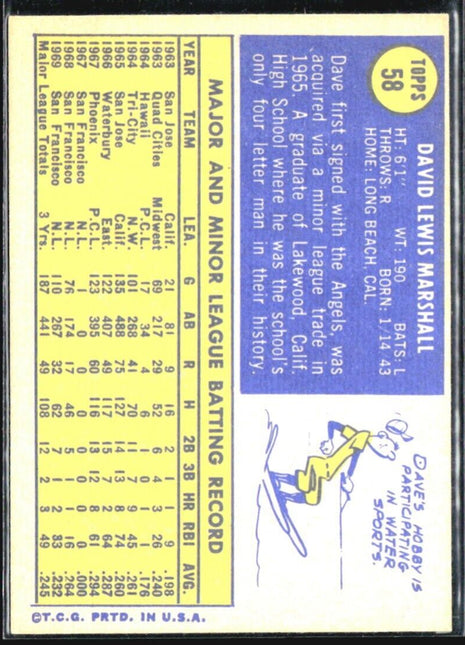 1970 Topps - #58 Dave Marshall