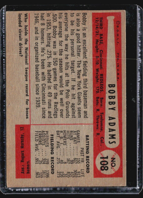 1954 Bowman - #108 Bobby Adams