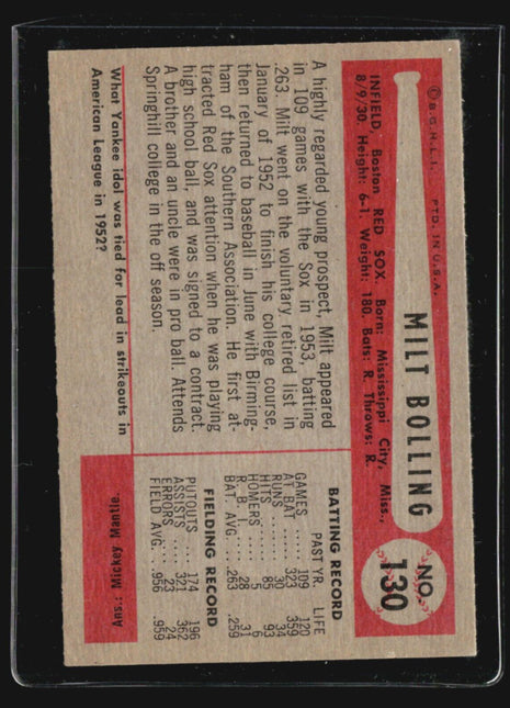 1954 Bowman - #130 Milt Bolling