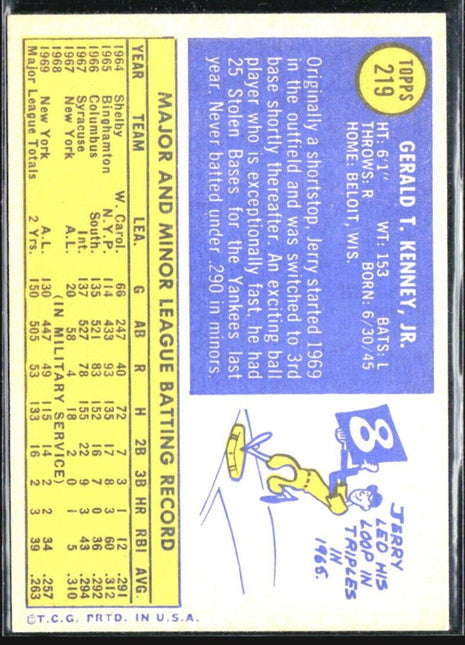 1970 Topps - #219 Jerry Kenney (RC)