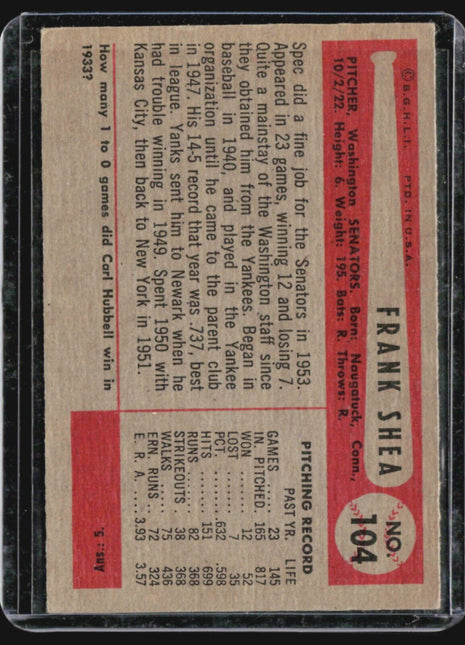 1954 Bowman - #104 Frank Shea