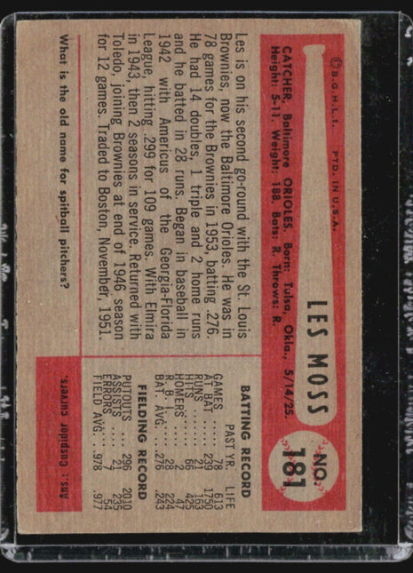1954 Bowman - #181 Les Moss