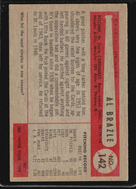 1954 Bowman - #142 Al Brazle