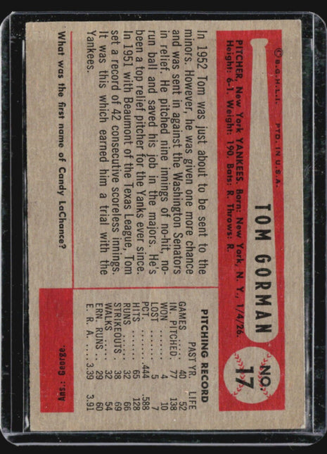 1954 Bowman - #17 Tom Gorman (RC)