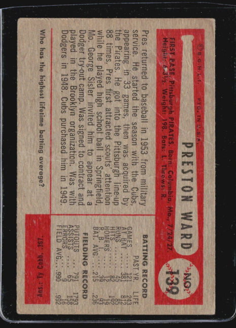 1954 Bowman - #139 Preston Ward