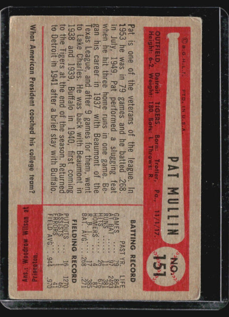 1954 Bowman - #151 Pat Mullin