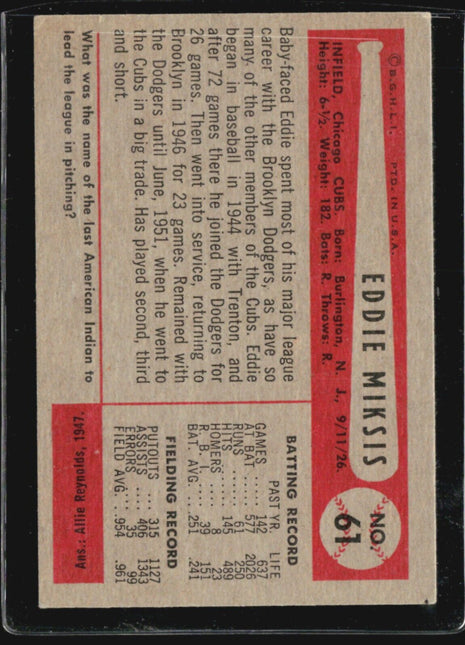 1954 Bowman - #61 Eddie Miksis