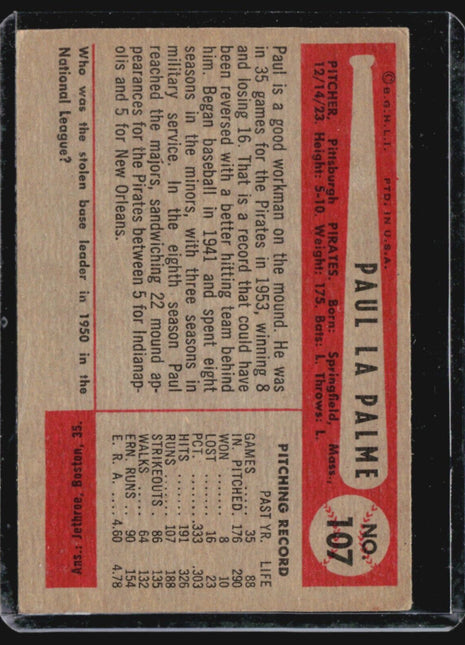 1954 Bowman - #107 Paul LaPalme