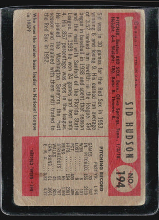 1954 Bowman - #194 Sid Hudson
