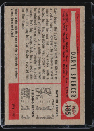 1954 Bowman - #185 Daryl Spencer (RC)