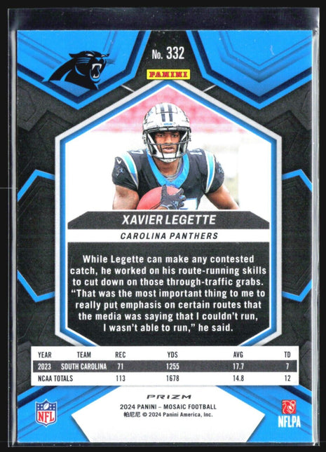 2024 Panini Mosaic - Rookies #332 Xavier Legette (RC) Pink Camo