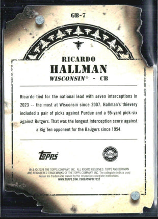 2024 Bowman University Best Wanted Bandit Ricardo Hallman #GB-7