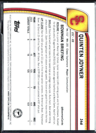 2024 Bowman University Chrome Quinten Joyner 1st Purple Speckle /375 #146