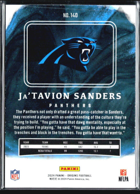 2024 Panini Origins - Rookies #140 Ja'Tavion Sanders (RC) Blue /99