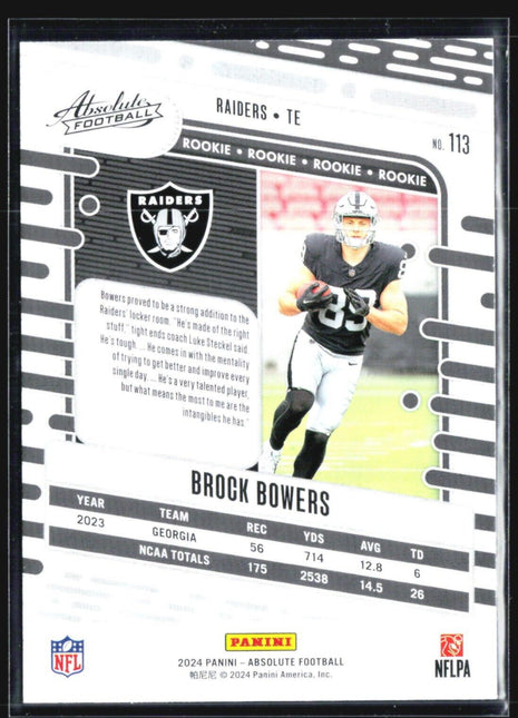 2024 Panini Absolute - Rookies #113 Brock Bowers (RC)