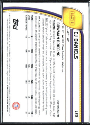 2024 Bowman University Chrome - #150 CJ Daniels (RC) Purple Speckle /375