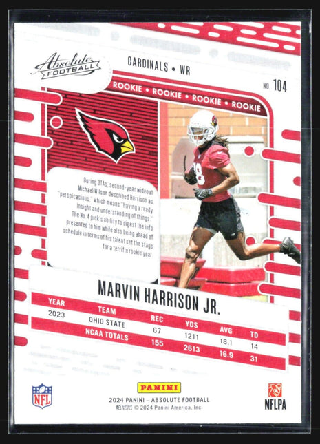 2024 Panini Absolute - Rookies #104 Marvin Harrison Jr. (RC)