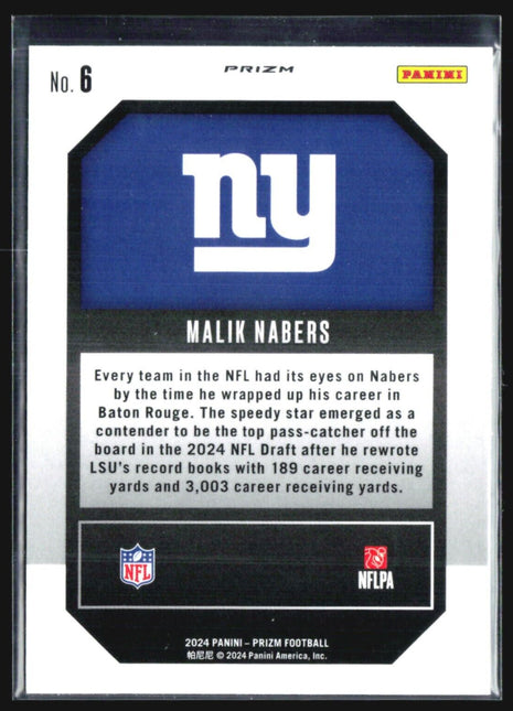 2024 Panini Prizm - Emergent #6 Malik Nabers (RC) Green