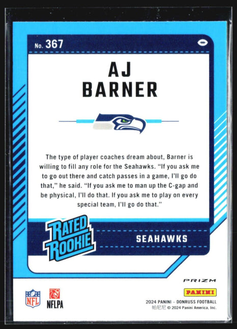 2024 Donruss Rated Rookie Optic Preview Red Pandora Prizm #367 AJ Barner (RC)