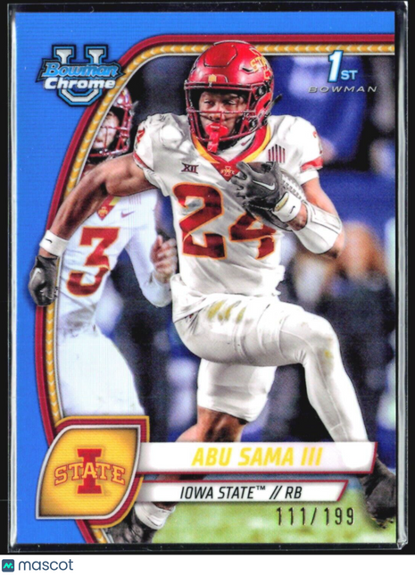 2024 Bowman University Chrome Abu Sama Blue Refractor 1st /199 #7