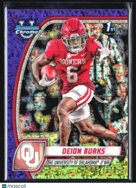 2024 Bowman University Chrome - #56 Deion Burks (RC) Purple Speckle /375