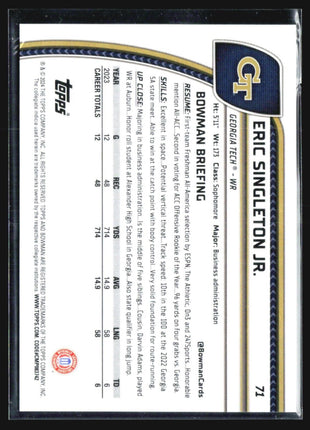 2024 Bowman University Chrome Eric Singleton Aqua Speckle /275 #71