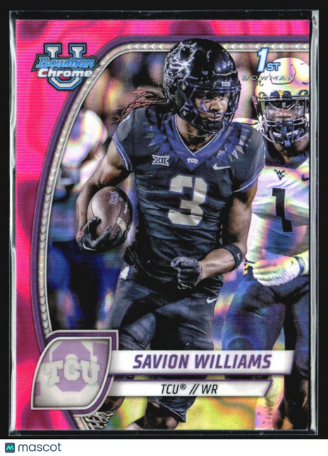 2024 Bowman University Chrome - #160 Savion Williams (RC) Pink Lava