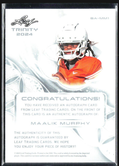 2024 Leaf Trinity Maalik Murphy  Rc Auto /99 #BA-MM1