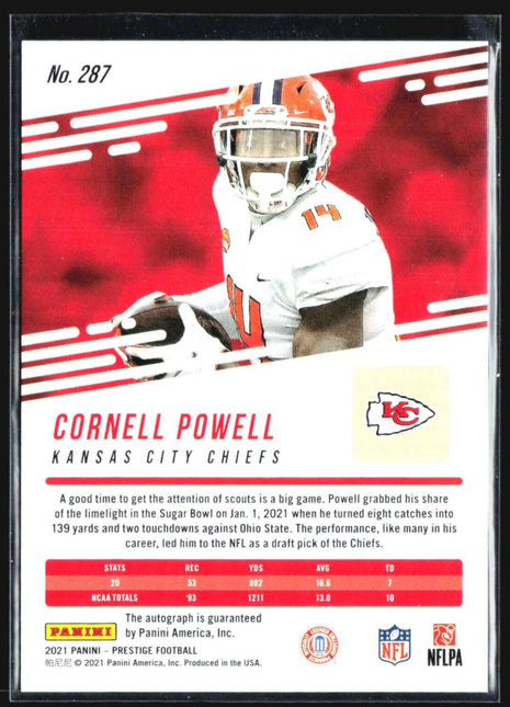 2021 Prestige Cornell Powell Xtra Points Rc Auto #287
