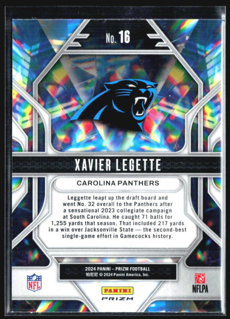 2024 Panini Prizm - Prizmatic #16 Xavier Legette (RC) Green