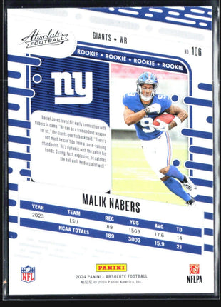 2024 Panini Absolute - Rookies #106 Malik Nabers (RC)