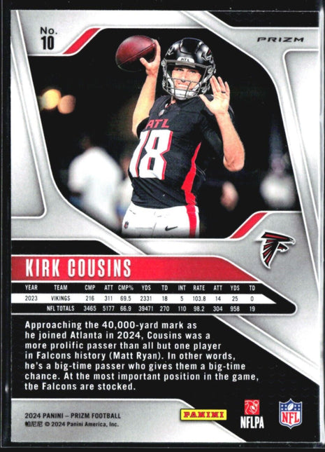 2024 Panini Prizm - #10 Kirk Cousins Silver